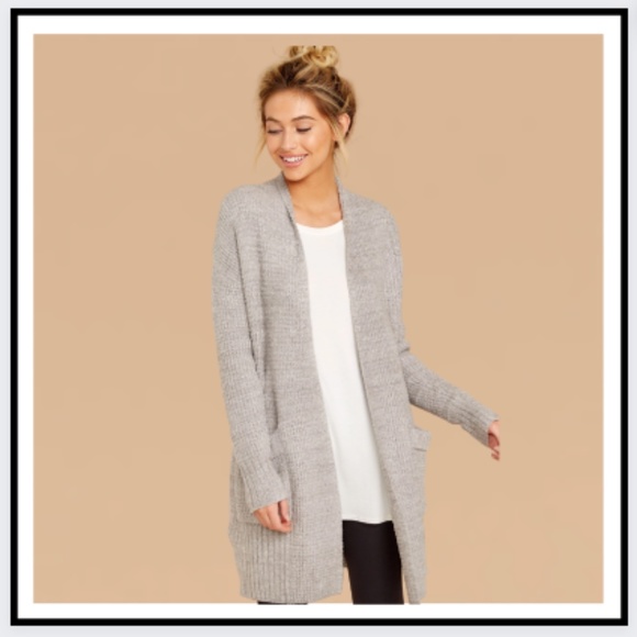 Barefoot Dreams CozyChic Lite Long Weekend Cardi Heathered Pewter - Picture 2 of 7